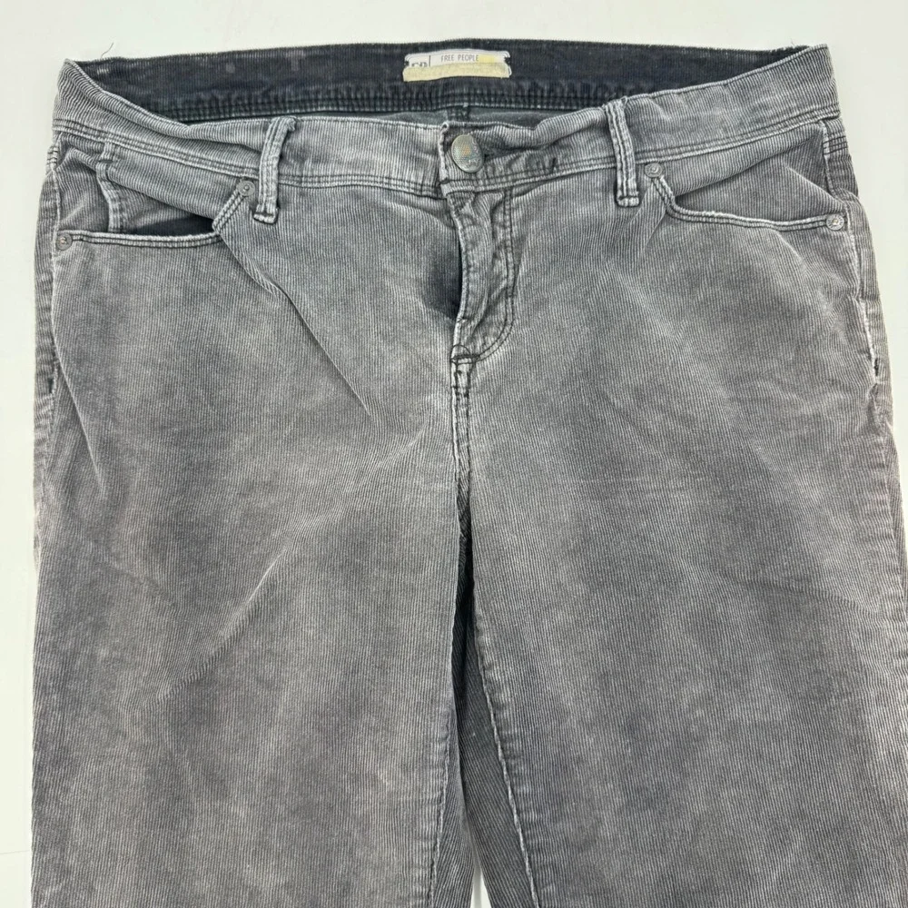 Free People Corduroy Pants Gray Wash High‎ Rise Casual Comfort Size 29